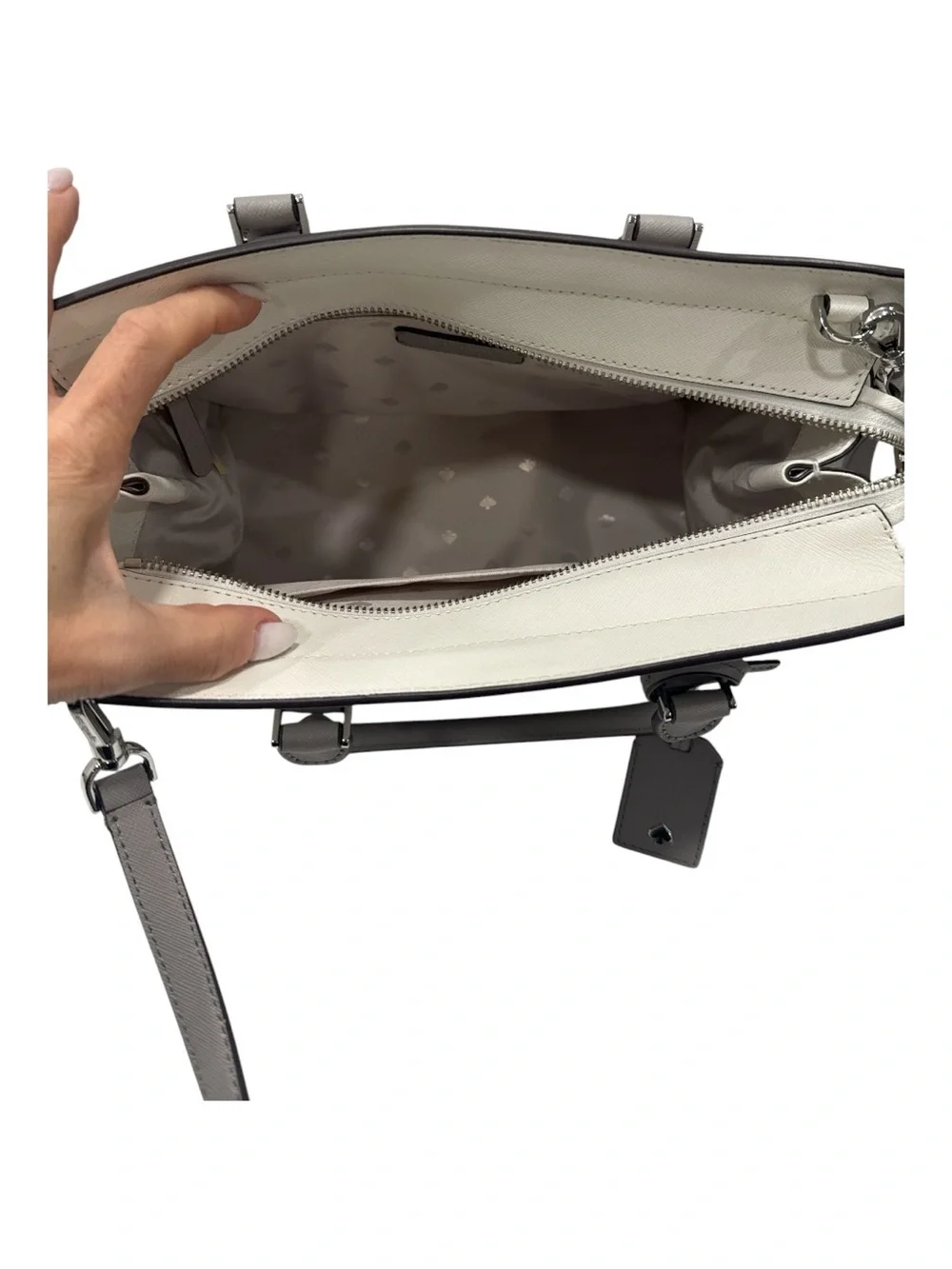 kate spade Gray and Light Gray Colorblock Leather Satchel